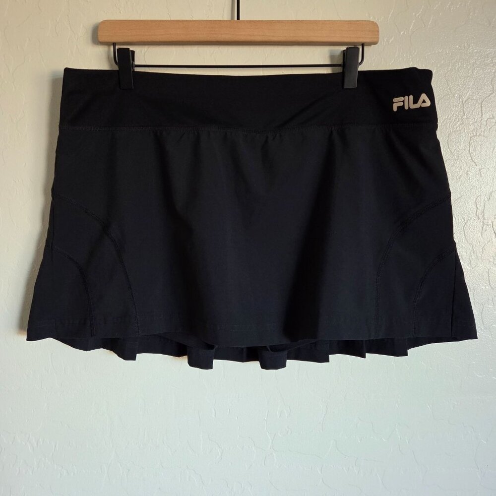 Fila Black Pleated Sport Skort Size Women's XL Athletic Tennis Golf Mini Skirt